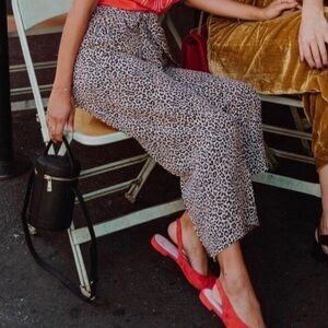 J.Crew Silk Leopard Print Wide Leg Trouser Pants Size 2